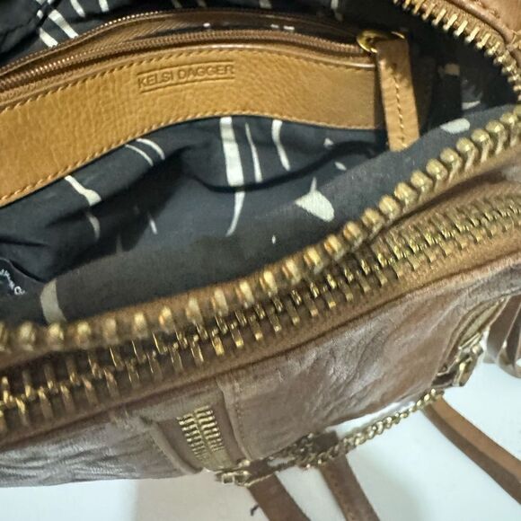 Anthropologie Kelsi Dagger Brown Crossbody Purse chain strap - Picture 8 of 9